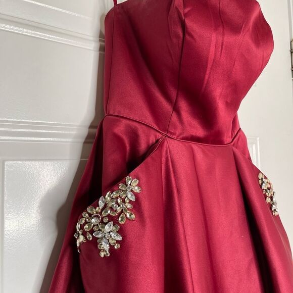 Any Lee Short Red Prom Dress With Pockets - Picture 5 of 10